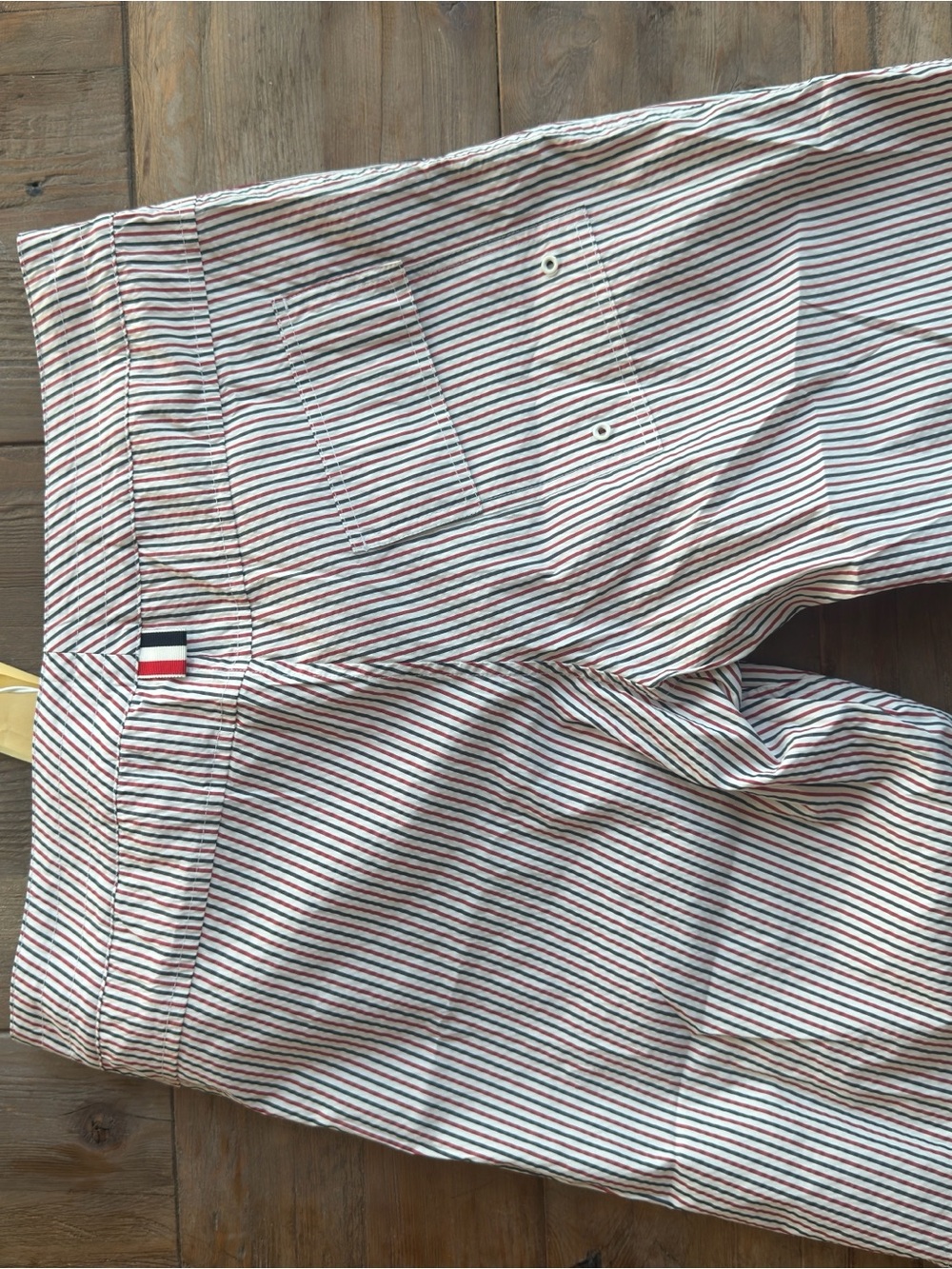 Thom Browne Red & White Striped Swim Shorts - Picture 6 of 7
